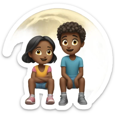 Moon gazing brother & sister sticker