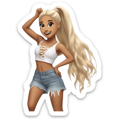 Ariana grande doing a hair flip in Shakira lace up croc top  sticker
