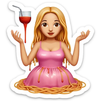  SPAM meat melted pink dripping sauce spaghetti dress monalisa portrait sticker