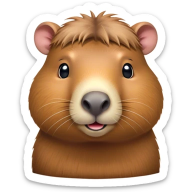 Cinematic Cute Capybara Portrait Emoji, Head tilted playfully and inquisitively, with a delightfully fluffy, rounded form accented by soft, inviting fur and round, sparkling eyes full of charm, Simplified yet irresistibly adorable features, highly detailed, glowing with a warm, friendly glow, high shine, affectionate and lively, stylized with a touch of whimsical cuteness, soft glowing outline, capturing the essence of a mischievous yet loving capybara that feels like it could tumble out of the screen into your arms! sticker