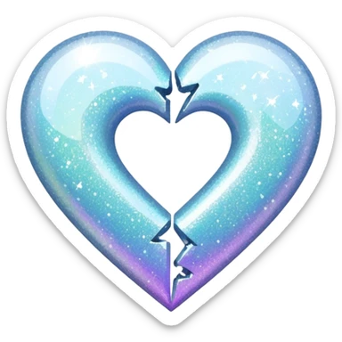 coração partido glitter branco sticker