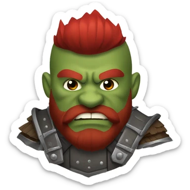 armored orc berserker with red beard & mohican sticker