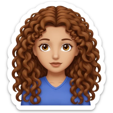 aesthetic white girl with brown long curly hair and brown eyes sticker