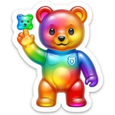 Rainbow Gummybear holding a discord server boost icon sticker