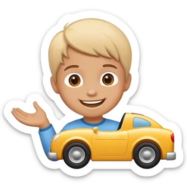 child playing with toy cars sticker