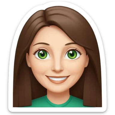 Pretty older woman with green eyes and long straight Ash-brown hair square face  sticker