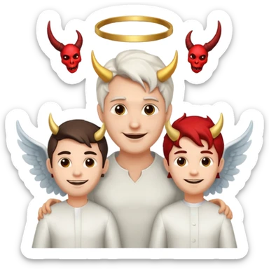 create a angel and devil in one man emoji  sticker