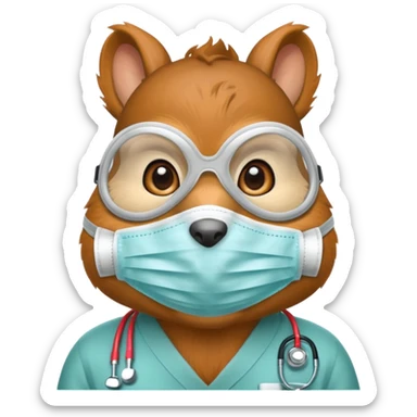 squirrel Wearing Medical Mask sticker