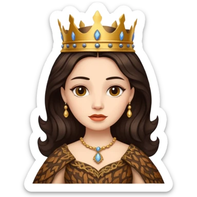 Queen wearing a bark-patterned dress sticker