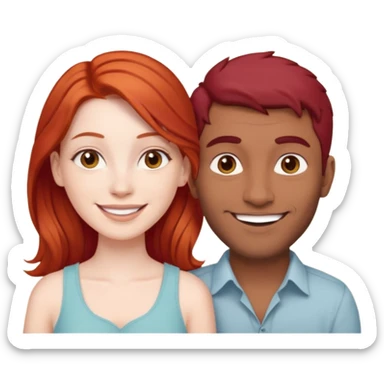 White red hair girl and brown indian guy couples sticker