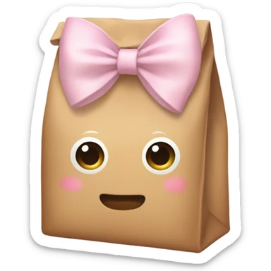 Brown bag with pastel cream bow sticker