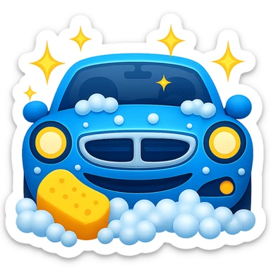 Add sparkling twinkle effects above the car and bubbles. Keep the background transparent. The original style is emoji style, but since emoji style does not support editing, please maintain the emoji style look while editing in the general style. sticker