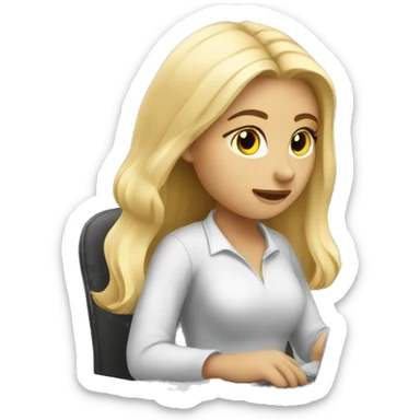 blonde girl studying with PC sticker