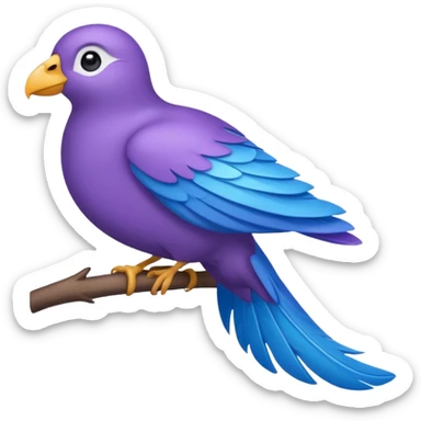 una pluma de ave morada con azul sticker