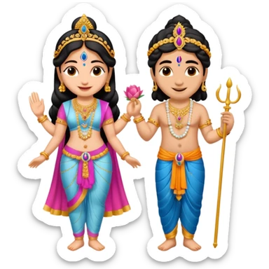 Krishna and Radha cute standing together with fuet sticker
