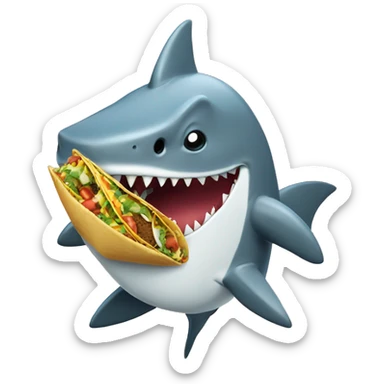 Shark holding a taco sticker