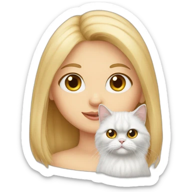 persian cat with a white girl sticker