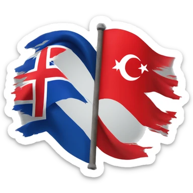 Turkish and Icelandic flag fading into each other sticker