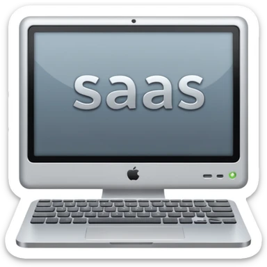 technical looking computer with text "SaaS" sticker