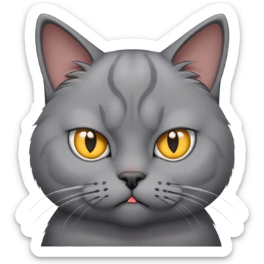 Gray cat with a disgruntled face sticker