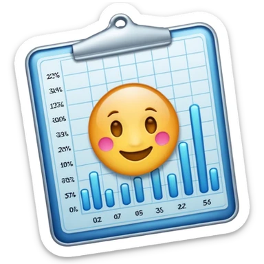 ios style emoji for report sheet consisting graph/ charts with sparkle around the report  sticker