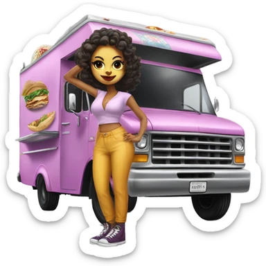 Realistic Catgirl’s lowrider food truck  sticker