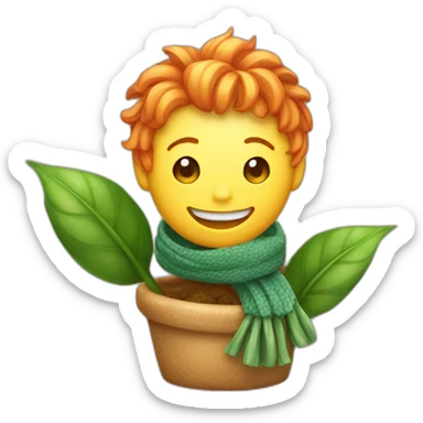happy ginger plant with scarf sticker