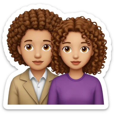 Light skin couple, girl with brown curly hair sticker