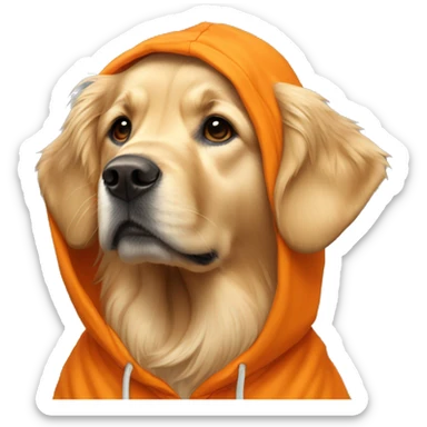 golden retriever with orange hoodie sticker