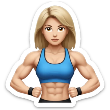 powerful woman fitness dark blonde hair white skin sticker