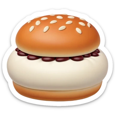Tianjin Goubuli Dousha Bao red bean paste bun with pinched top, simplified emoji style with bold outlines and bright colors, cartoon style sweet steamed bun sticker