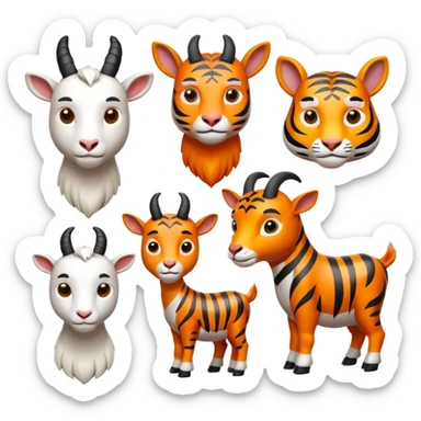 Goats vs Tigers 3d icons sticker