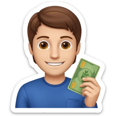 Man brown hair happy cashback sticker