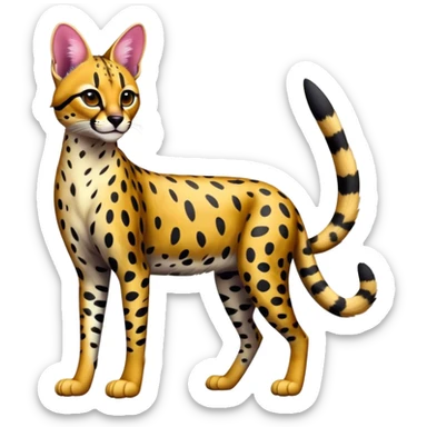 vibrant dark colorful Serval-Ocelot-Cheetah-hybrid, full body sticker