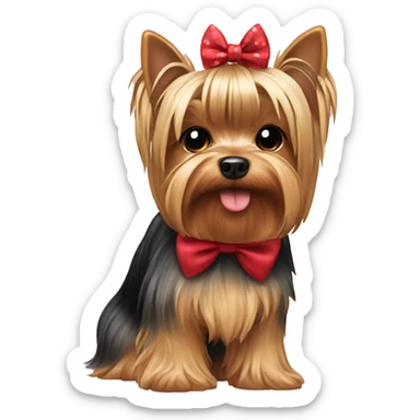 Yorkie with a bow sticker