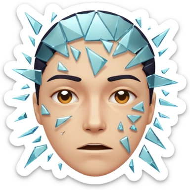 Face splitting into multiple expressions like shattered glass sticker