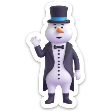 frozen man in a black and white suit with a top hat sticker