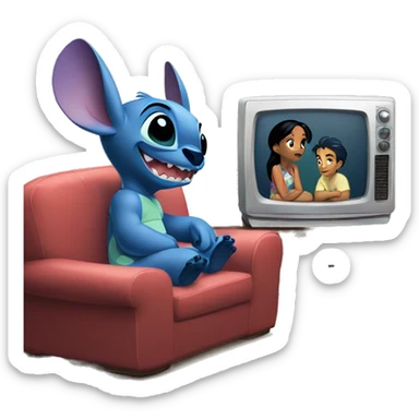 Lilo and stitch are watching tv  sticker