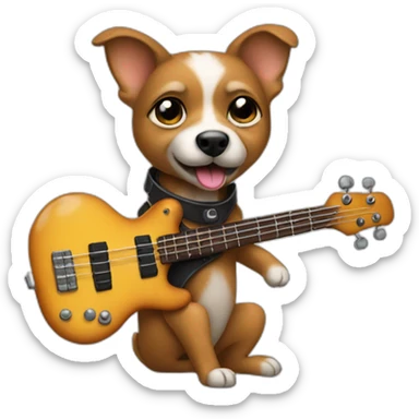 Small dog playing bass guitar sticker
