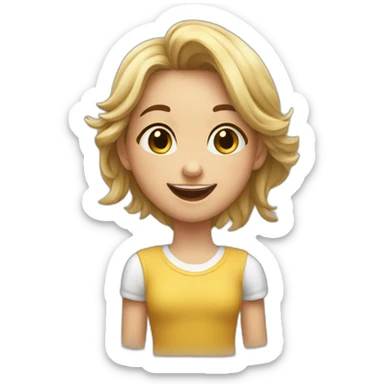 the girl is delighted, rejoices, stands upright sticker