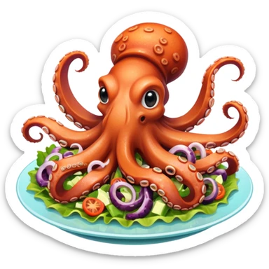 An octopus eating octopus salad sticker