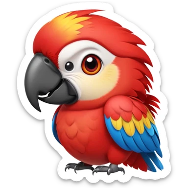 cinematic-cute-macaw-portrait-emoji,-head-tilted-playfully-and-inquisitively,-with-a-dazzling-red-plumage-and-round,-sparkling-eyes-filled-with-charm,-simplified-yet-irresistibly-adorable-features,-highly-detailed, white beak sticker