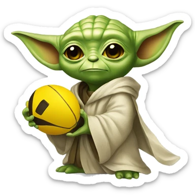yoda carrying a yellow football card sticker