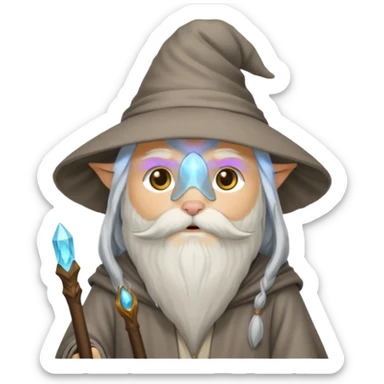 cat dressed as Gandalf sticker