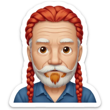 very old, white bearded and white mustached, red long haired, braided, earringed sticker