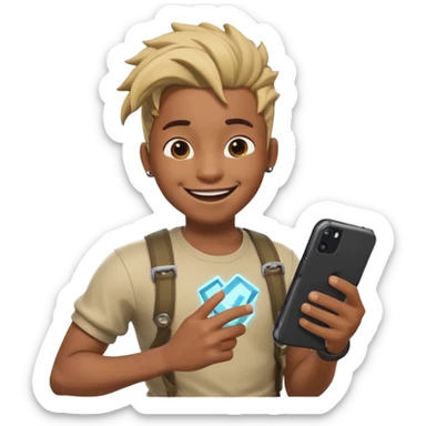 black boy with twists holding in his laugh with Fortnite as the background sticker