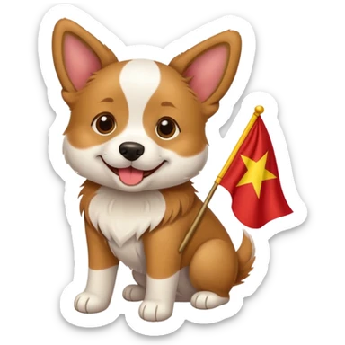 Chien portant un drapeau du Vietnam  sticker
