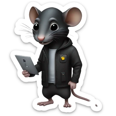 A black rat as a hacker sticker