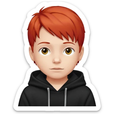 child with red hair and black hoodie sticker