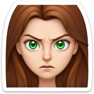 Angry woman with long Brown hair and Green eyes sticker